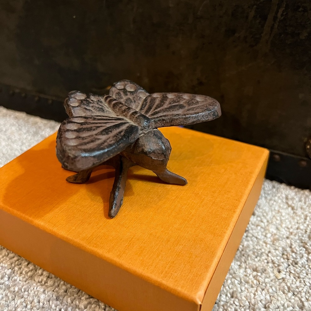 Rustic cast iron butterfly figurine table decor paper weight